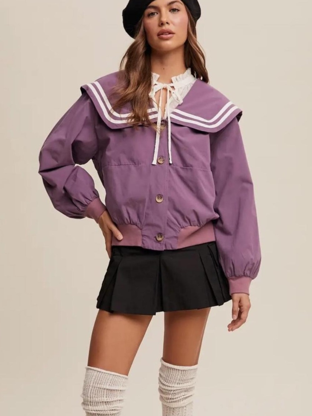 BOUTIQUE sailor collar purple jacket NWT